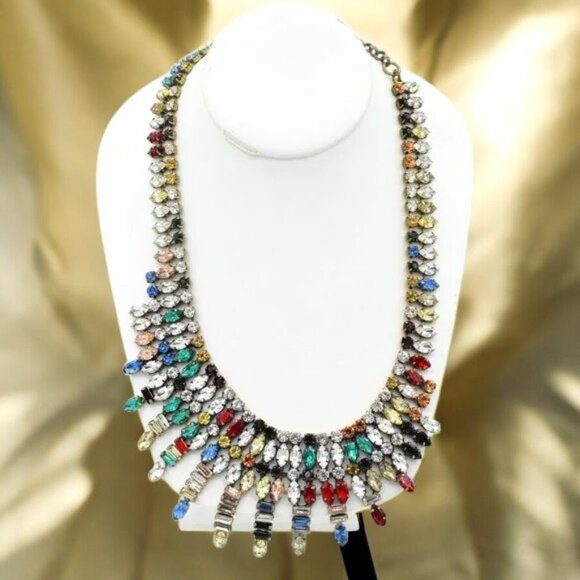 Banana Republic Multi Color Rhinestone Statement Necklace - Picture 1 of 8